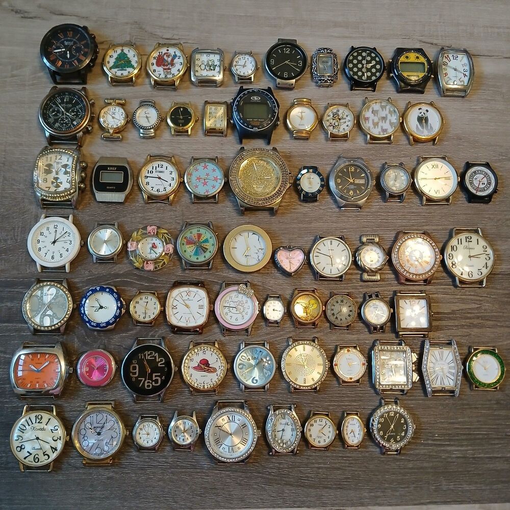 Bulk Lot 65+ Watch Heads Parts/Repair/Crafting Brighton Relic Timex Untested -Q2